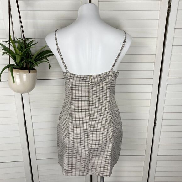 Princess Polly Alaysiah Mini Dress‎ Tan Check Spaghetti Strap AU 12 US Size 8 - Picture 6 of 11